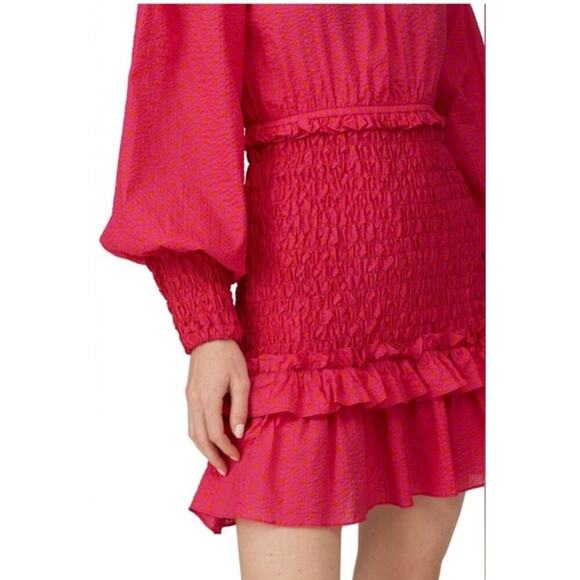 NWT Alexis Marilena Dress Size M Smocked Polka Dot Off-Shoulder Pink Orange Dots - Picture 4 of 8